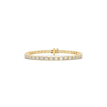 18K Yellow Gold 6.00cttw Lab Grown Diamond Emerald Cut Bezel Set Tennis Bracelet