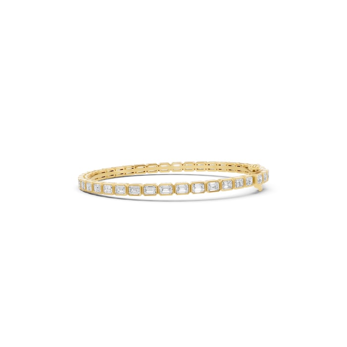Mayors 18K Yellow Gold 6.00cttw Lab Grown Diamond Emerald Cut Bezel Set Tennis Bracelet