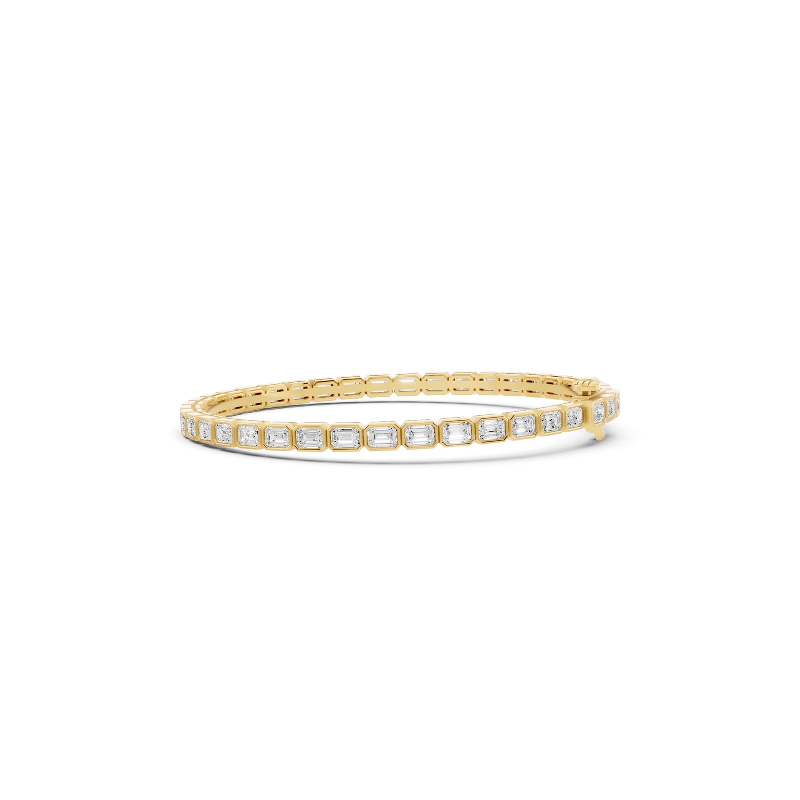 Mayors 18K Yellow Gold 6.00cttw Lab Grown Diamond Emerald Cut Bezel Set Tennis Bracelet