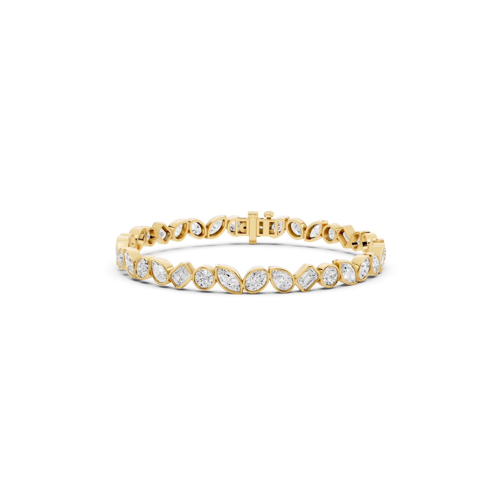 Mayors 18K Yellow Gold 8.00cttw Lab Grown Diamond Bezel Set Tennis Bracelet