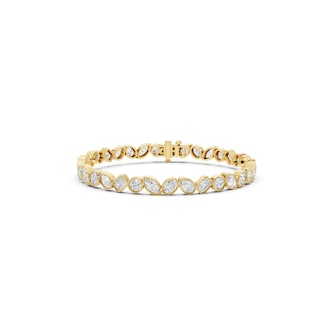 Mayors 18K Yellow Gold 8.00cttw Lab Grown Diamond Bezel Set Tennis Bracelet