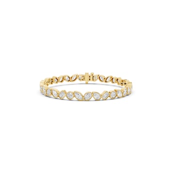 18K Yellow Gold 8.00cttw Lab Grown Diamond Bezel Set Tennis Bracelet MLB10783Y