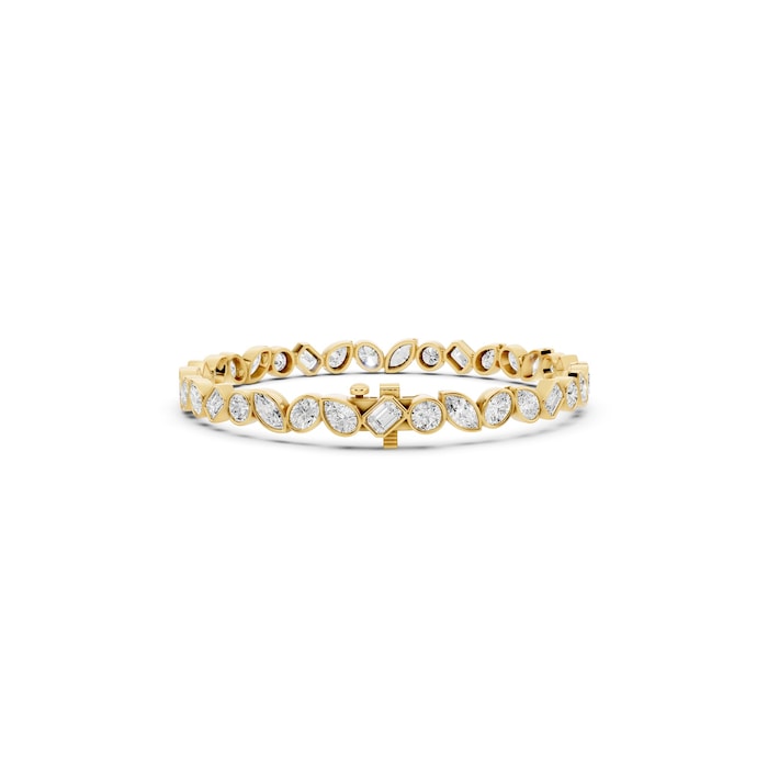 Mayors 18K Yellow Gold 8.00cttw Lab Grown Diamond Bezel Set Tennis Bracelet