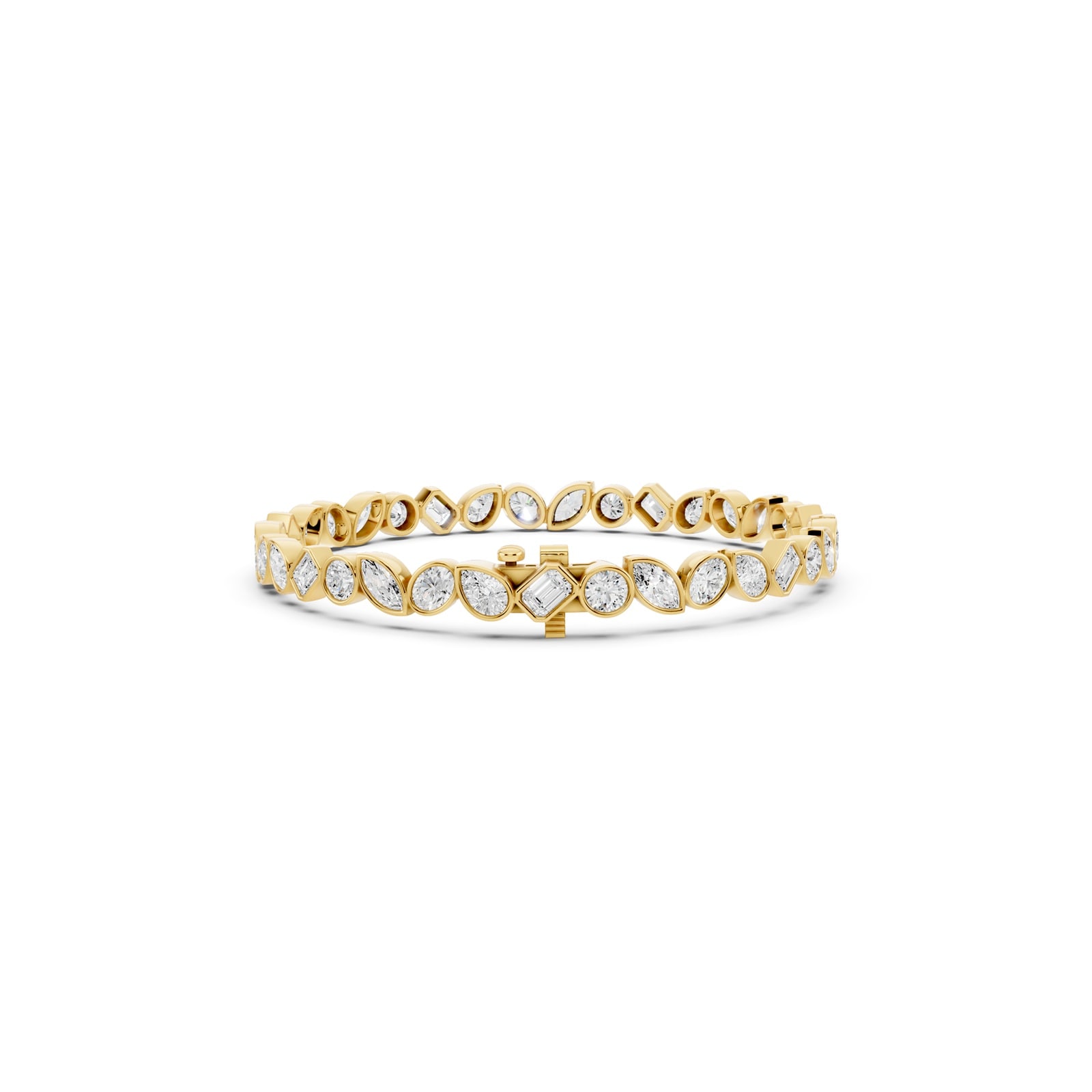 Mayors 18K Yellow Gold 8.00cttw Lab Grown Diamond Bezel Set Tennis Bracelet