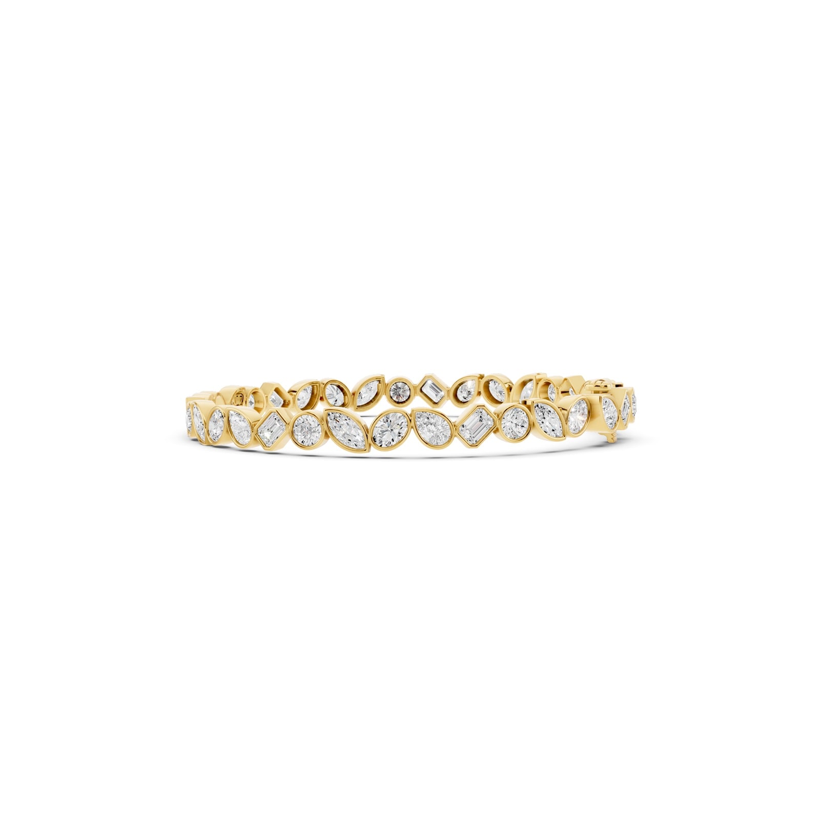 Mayors 18K Yellow Gold 8.00cttw Lab Grown Diamond Bezel Set Tennis Bracelet