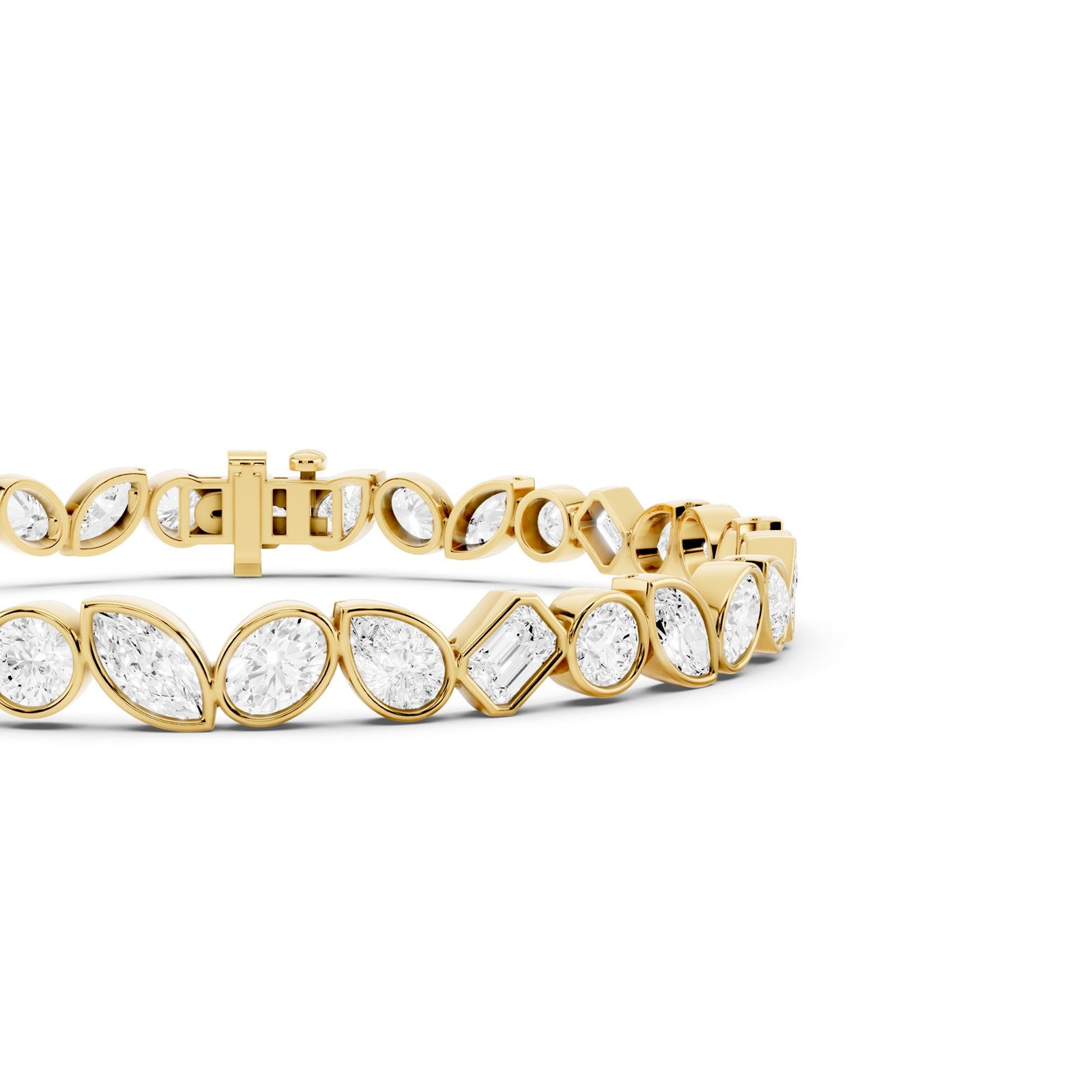 Mayors 18K Yellow Gold 8.00cttw Lab Grown Diamond Bezel Set Tennis Bracelet