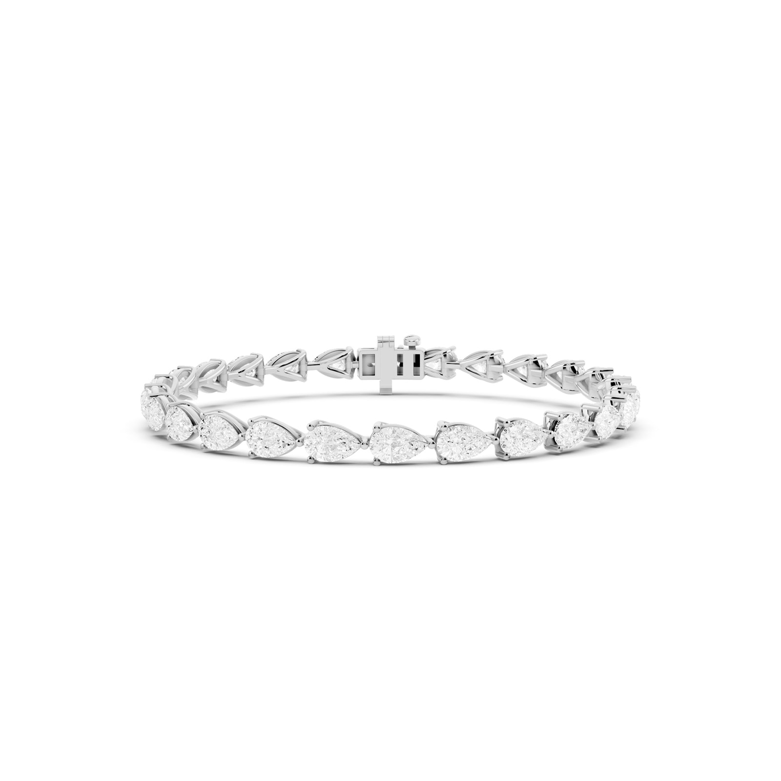 Mayors 18K White Gold 9.00cttw Lab Grown Diamond Pear Cut Tennis Bracelet