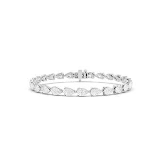 Mayors 18K White Gold 9.00cttw Lab Grown Diamond Pear Cut Tennis Bracelet
