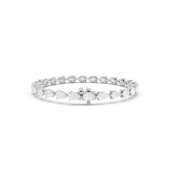 Mayors 18K White Gold 9.00cttw Lab Grown Diamond Pear Cut Tennis Bracelet