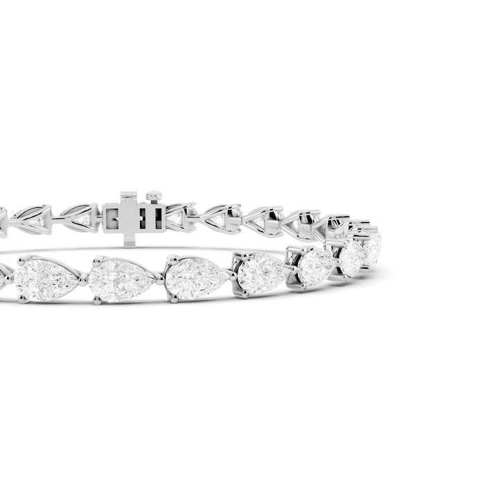 Mayors 18K White Gold 9.00cttw Lab Grown Diamond Pear Cut Tennis Bracelet
