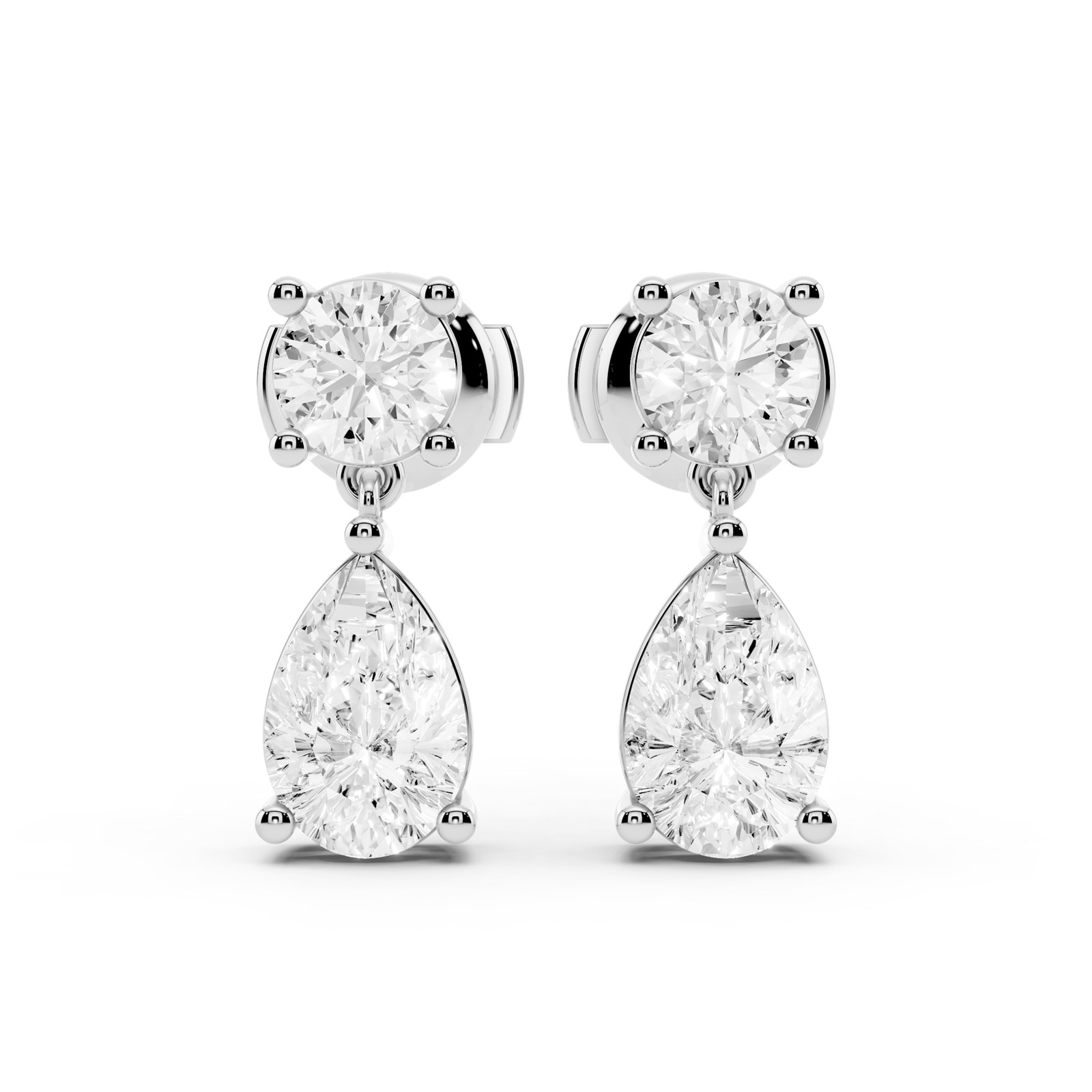 Mayors 18K White Gold 3.00cttw Lab Grown Diamond Round & Pear Cut Drop Earrings