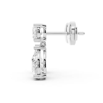 Mayors 18K White Gold 3.00cttw Lab Grown Diamond Round & Pear Cut Drop Earrings