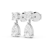 Mayors 18K White Gold 3.00cttw Lab Grown Diamond Round & Pear Cut Drop Earrings