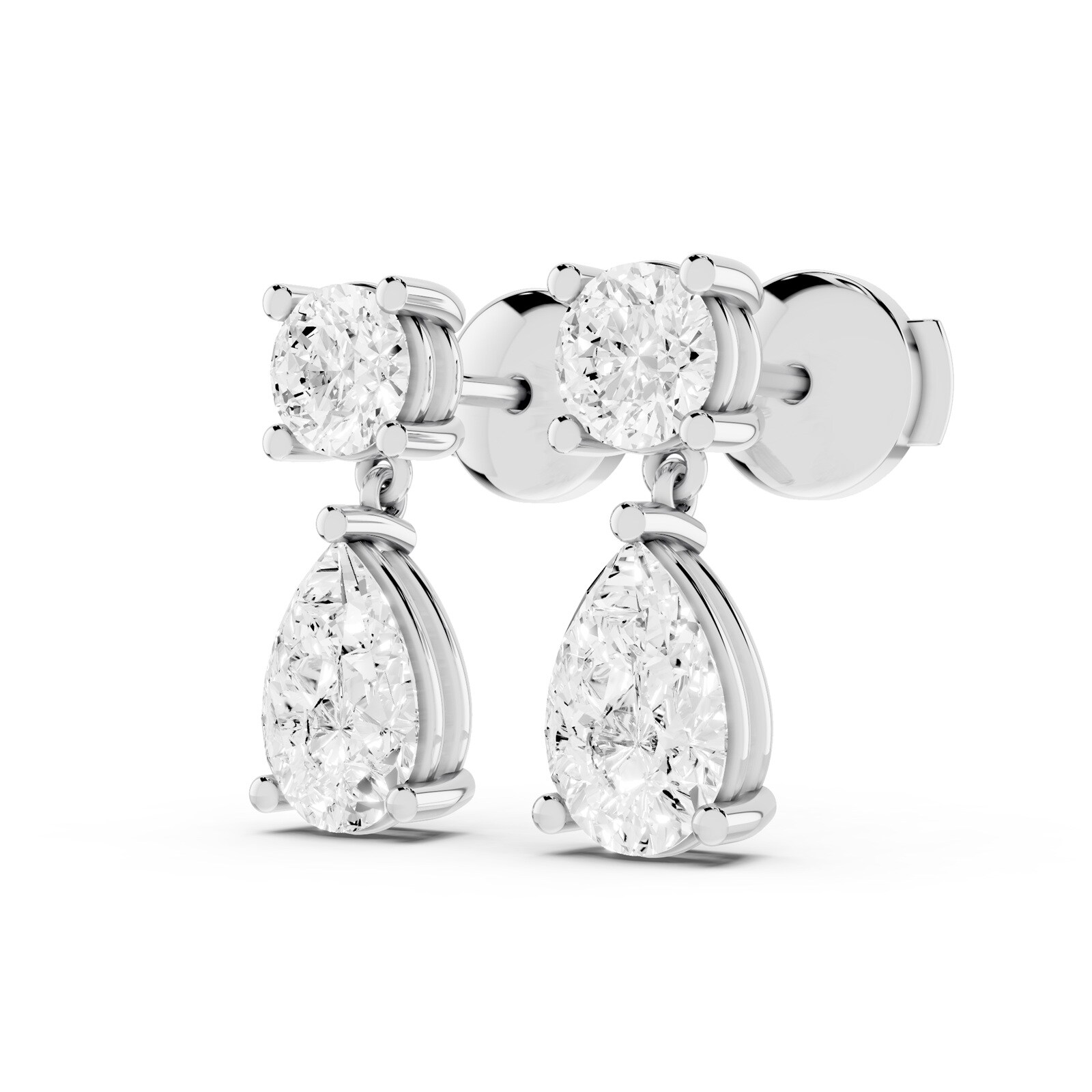 Mayors 18K White Gold 3.00cttw Lab Grown Diamond Round & Pear Cut Drop Earrings