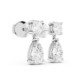 Mayors 18K White Gold 3.00cttw Lab Grown Diamond Round & Pear Cut Drop Earrings