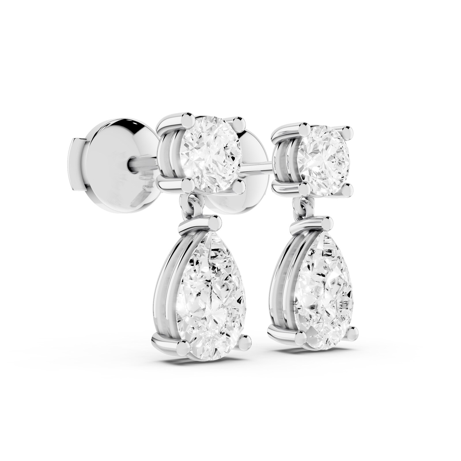 Mayors 18K White Gold 3.00cttw Lab Grown Diamond Round & Pear Cut Drop Earrings