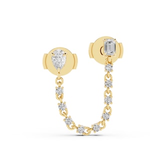 Mayors 18K Yellow Gold 0.46cttw Lab Grown Diamond Pear, Round & Emerald Cut Single Earring