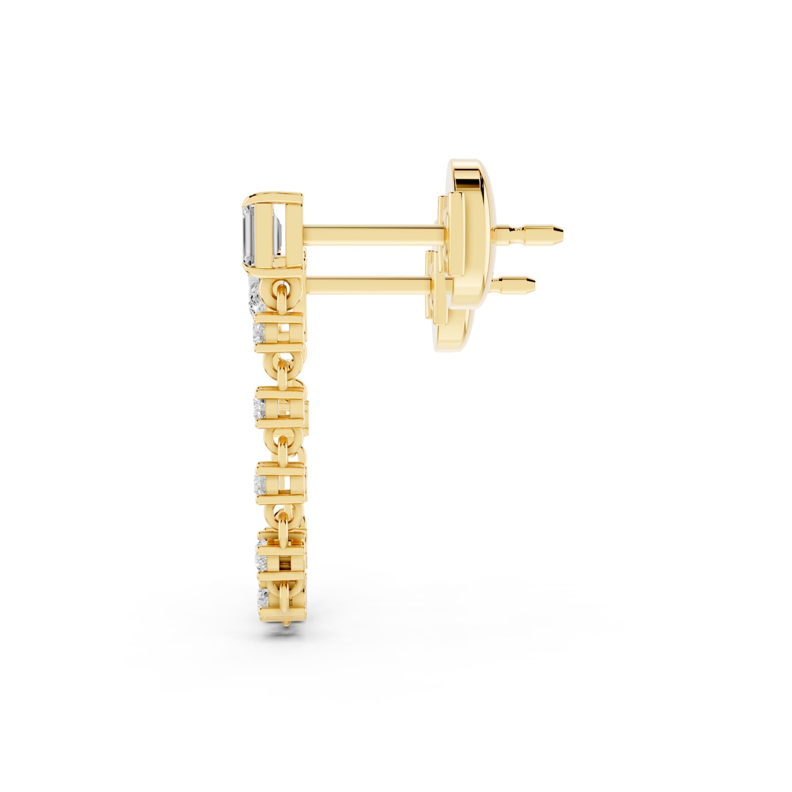 Mayors 18K Yellow Gold 0.46cttw Lab Grown Diamond Pear, Round & Emerald Cut Single Earring