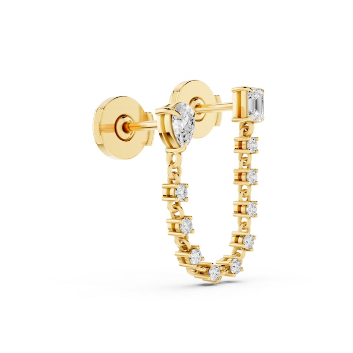 Mayors 18K Yellow Gold 0.46cttw Lab Grown Diamond Pear, Round & Emerald Cut Single Earring