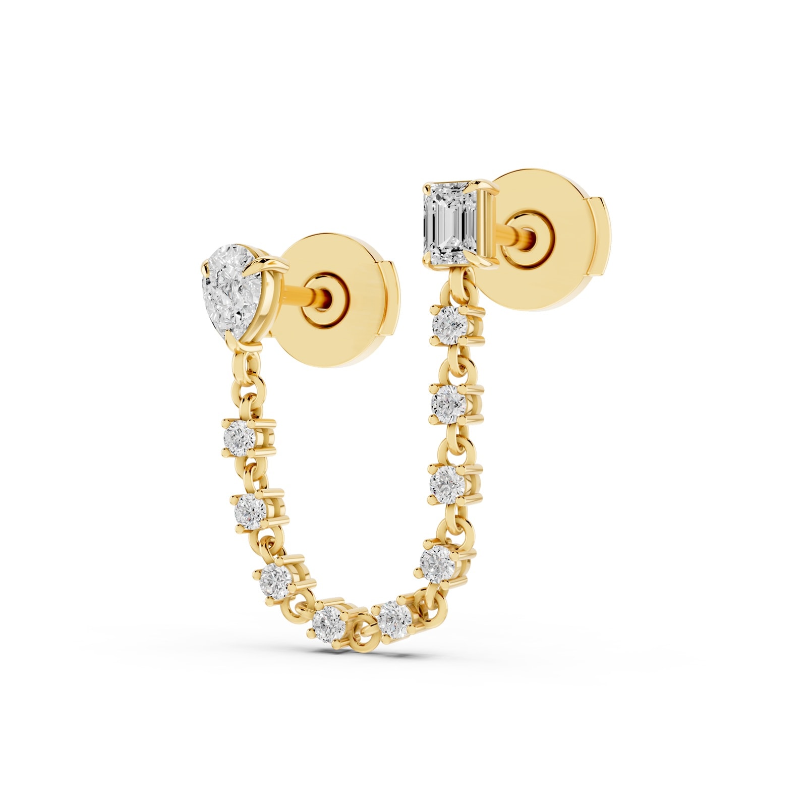 Mayors 18K Yellow Gold 0.46cttw Lab Grown Diamond Pear, Round & Emerald Cut Single Earring