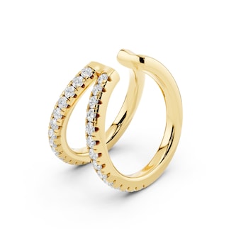 Mayors 18K Yellow Gold 0.10cttw Lab Grown Diamond Round Brilliant Cut Multi Hoop Single Earring