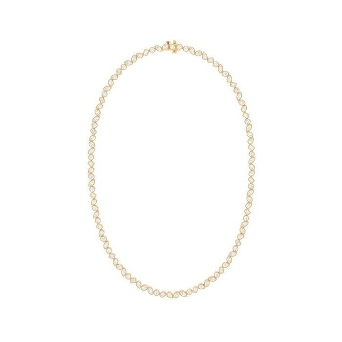 Mayors 18K Yellow Gold 10.00cttw Lab Grown Diamond Bezel Set Tennis Necklace