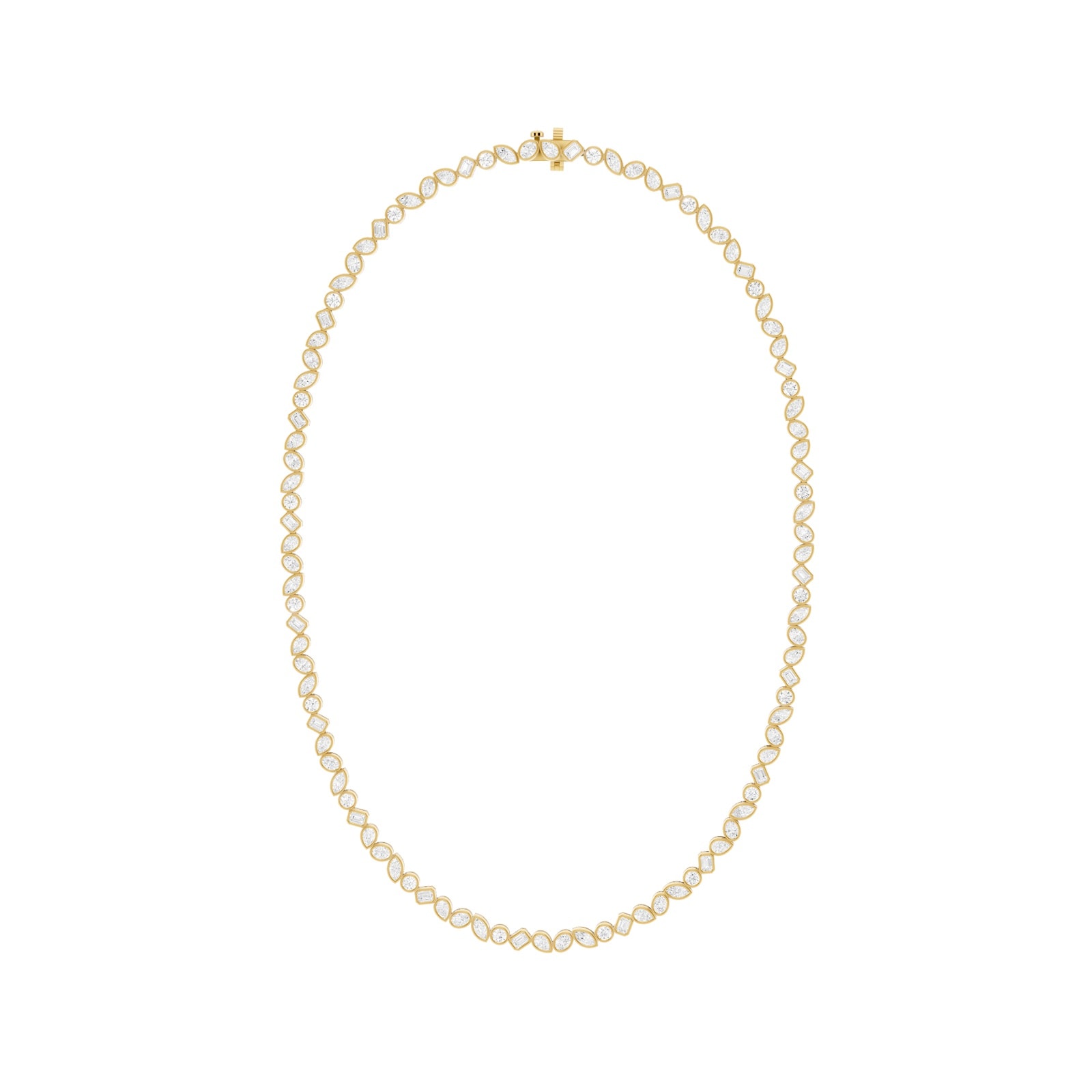 Mayors 18K Yellow Gold 10.00cttw Lab Grown Diamond Bezel Set Tennis Necklace