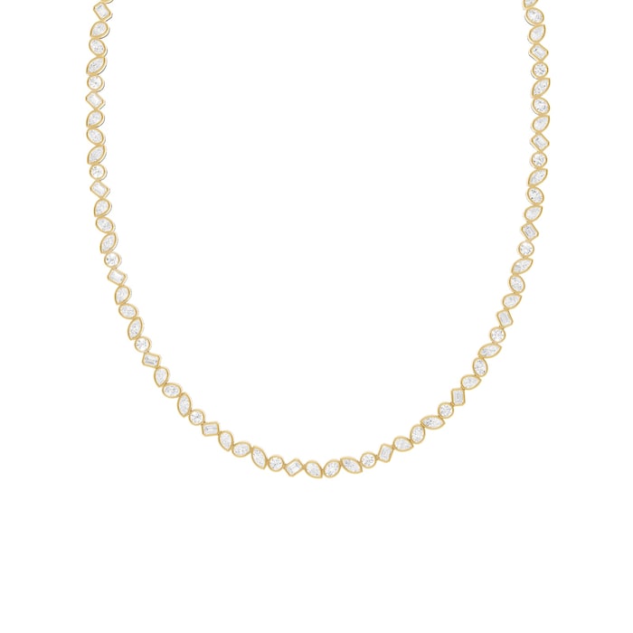 Mayors 18K Yellow Gold 10.00cttw Lab Grown Diamond Bezel Set Tennis Necklace