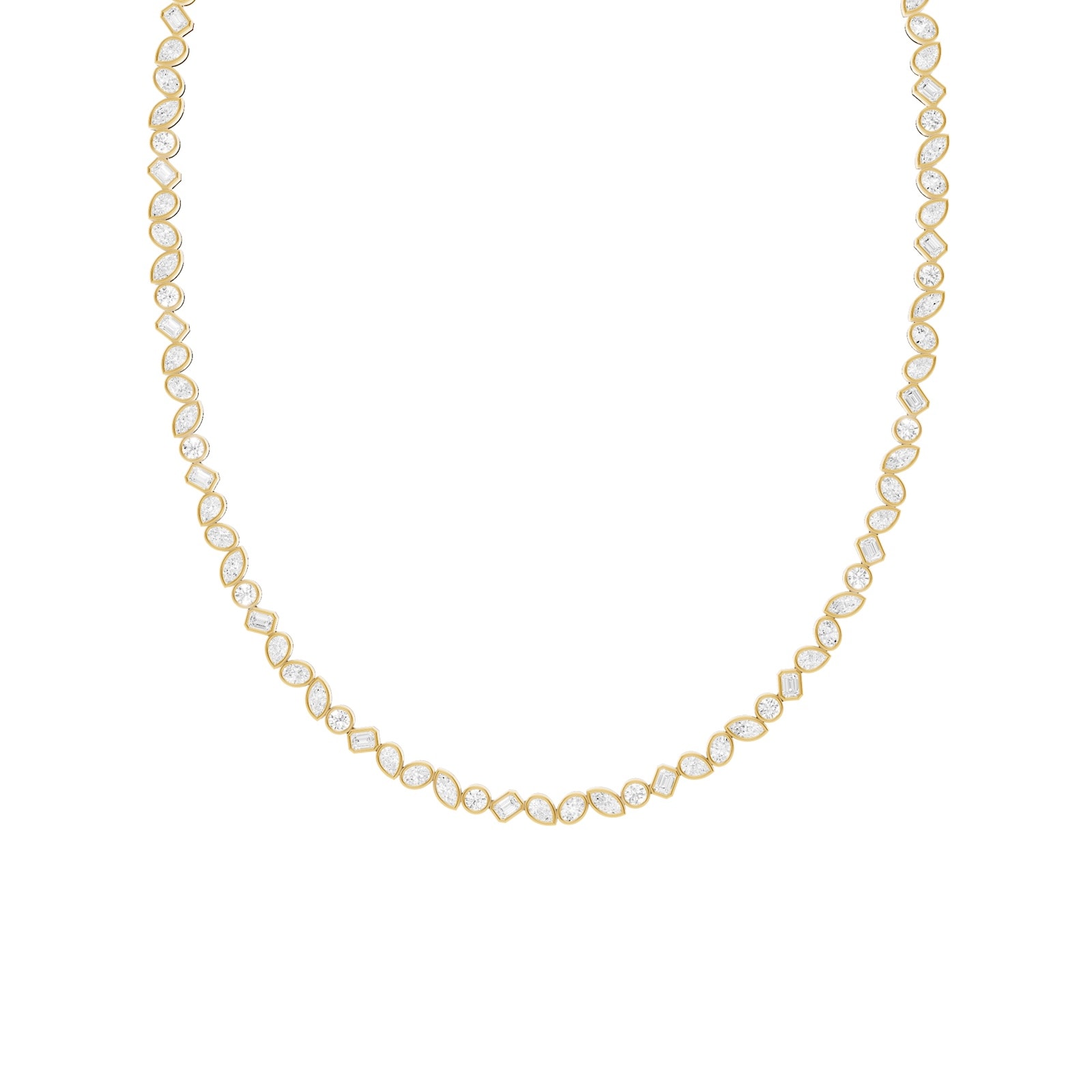 Mayors 18K Yellow Gold 10.00cttw Lab Grown Diamond Bezel Set Tennis Necklace
