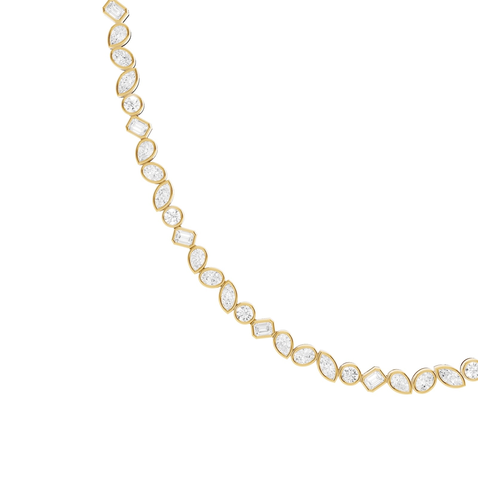 Mayors 18K Yellow Gold 10.00cttw Lab Grown Diamond Bezel Set Tennis Necklace