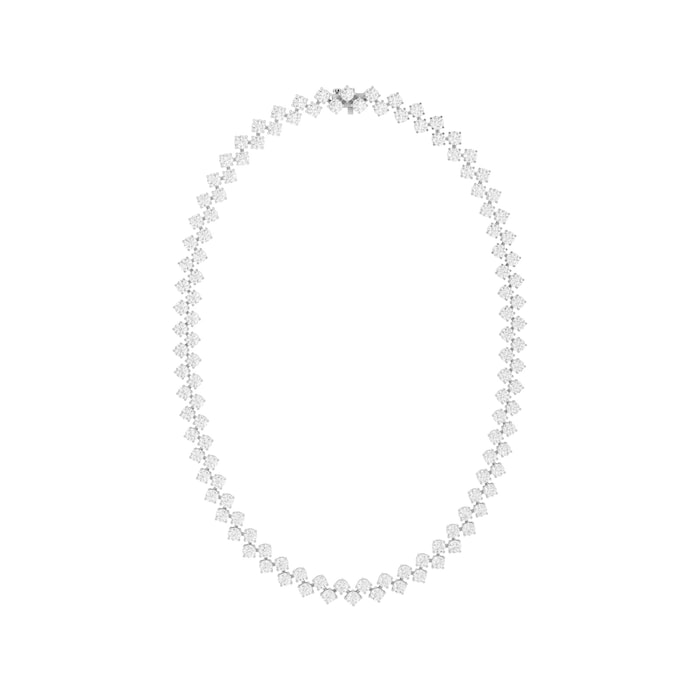 Mayors 18K White Gold 28.50cttw Lab Grown Diamond Round Brilliant Cut Two Row Necklace