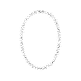 Mayors 18K White Gold 28.50cttw Lab Grown Diamond Round Brilliant Cut Two Row Necklace