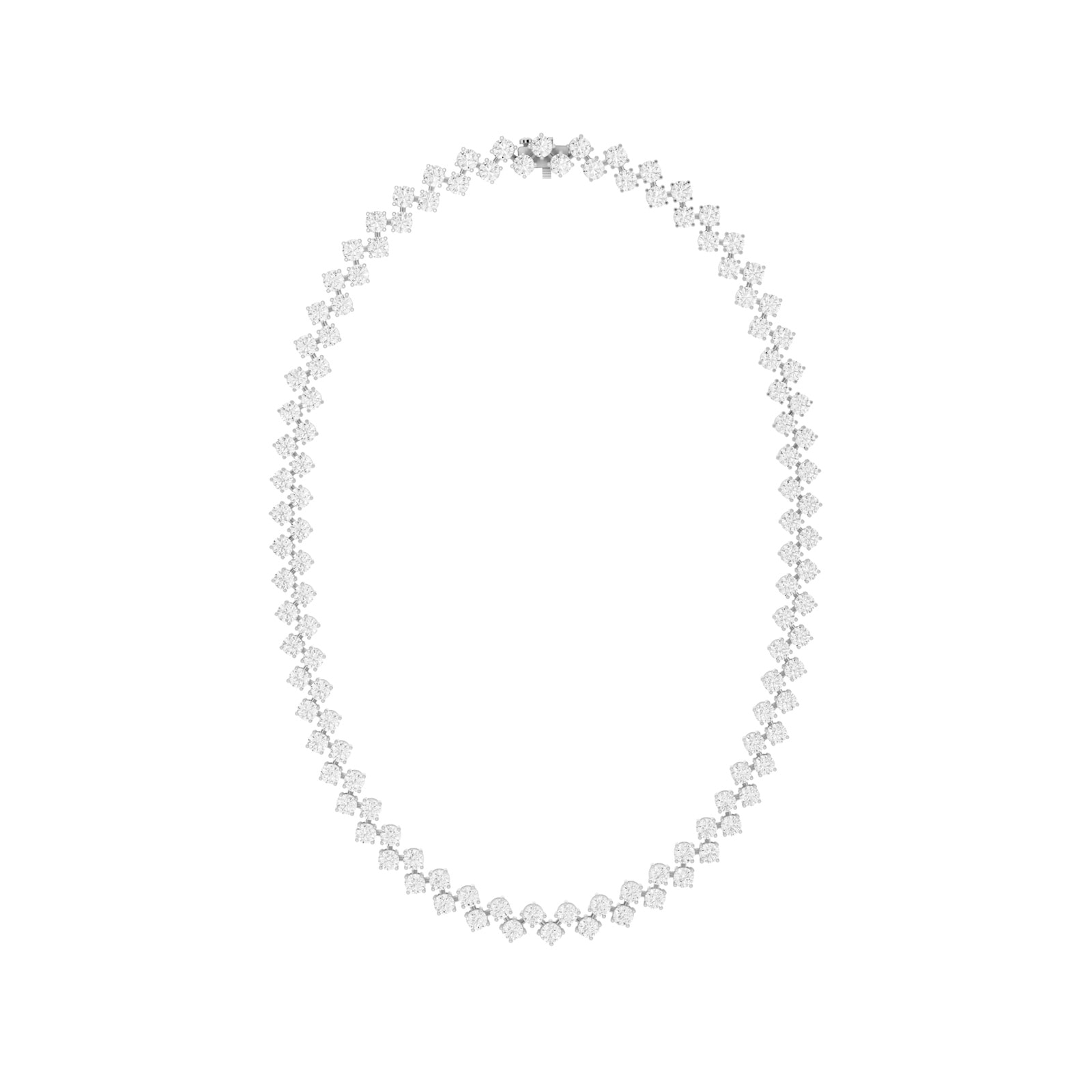 Mayors 18K White Gold 28.50cttw Lab Grown Diamond Round Brilliant Cut Two Row Necklace