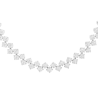 Mayors 18K White Gold 28.50cttw Lab Grown Diamond Round Brilliant Cut Two Row Necklace
