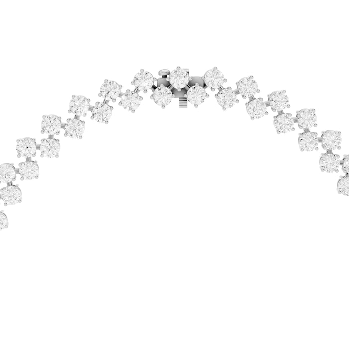 Mayors 18K White Gold 28.50cttw Lab Grown Diamond Round Brilliant Cut Two Row Necklace