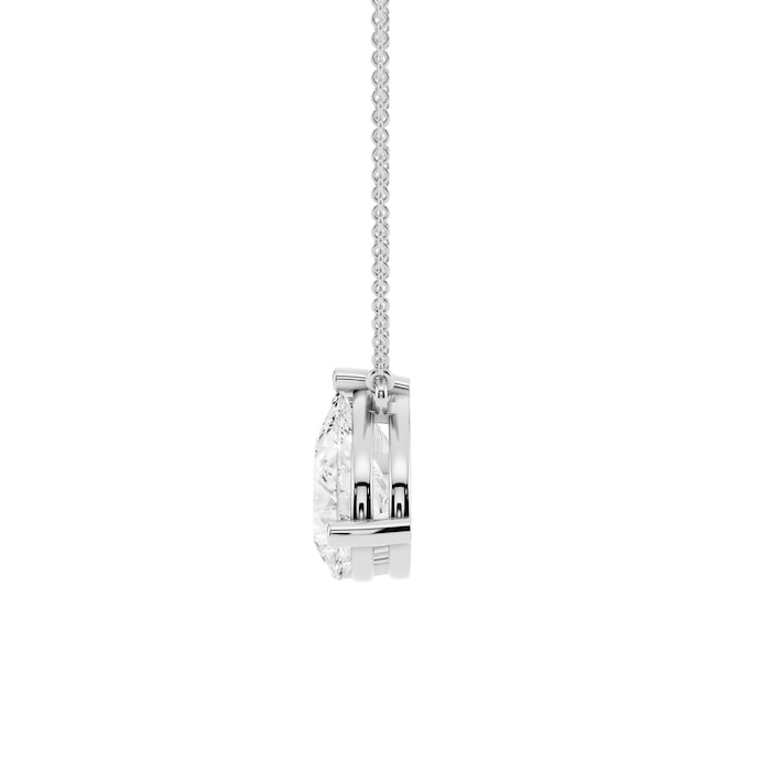 Mayors 18K White Gold 4.00cttw Lab Grown Diamond Emerald & Pear Cut Two Stone Pendant Necklace