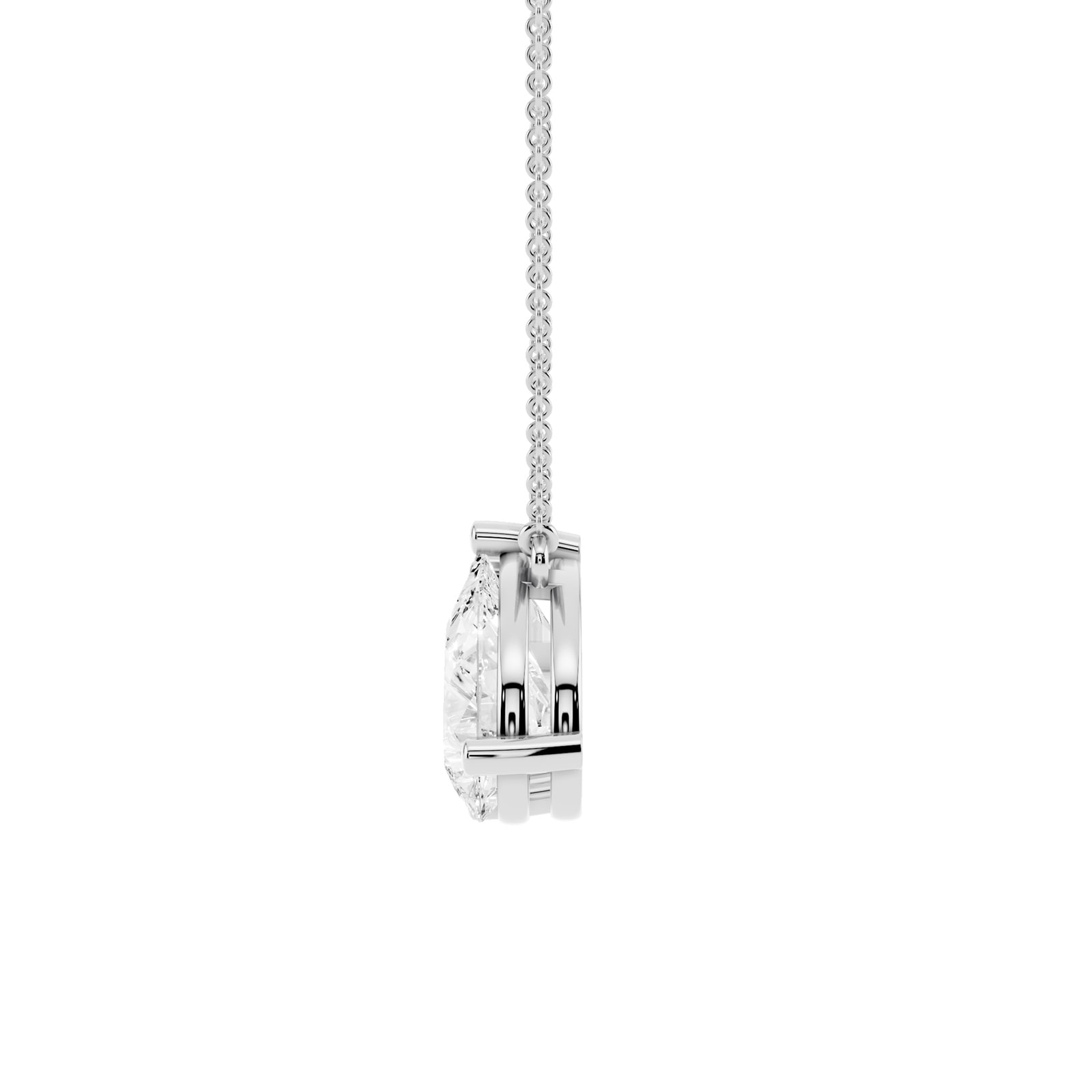 Mayors 18K White Gold 4.00cttw Lab Grown Diamond Emerald & Pear Cut Two Stone Pendant Necklace