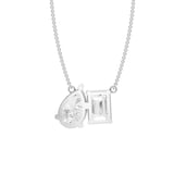 Mayors 18K White Gold 4.00cttw Lab Grown Diamond Emerald & Pear Cut Two Stone Pendant Necklace