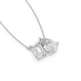 Mayors 18K White Gold 4.00cttw Lab Grown Diamond Emerald & Pear Cut Two Stone Pendant Necklace