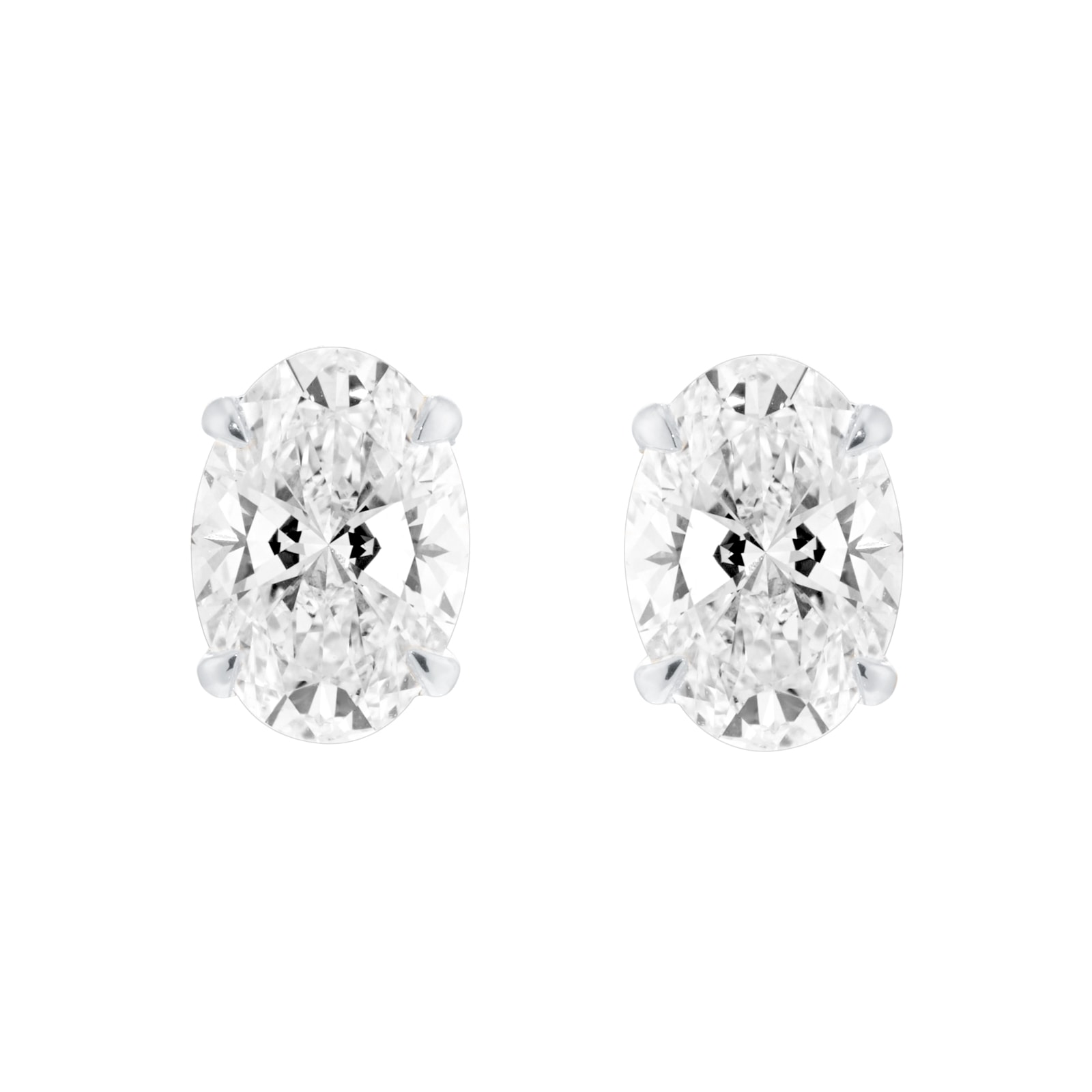 Mappin & Webb 18ct White Gold 3.00cttw Oval Cut Lab Grown Diamond Stud Earrings