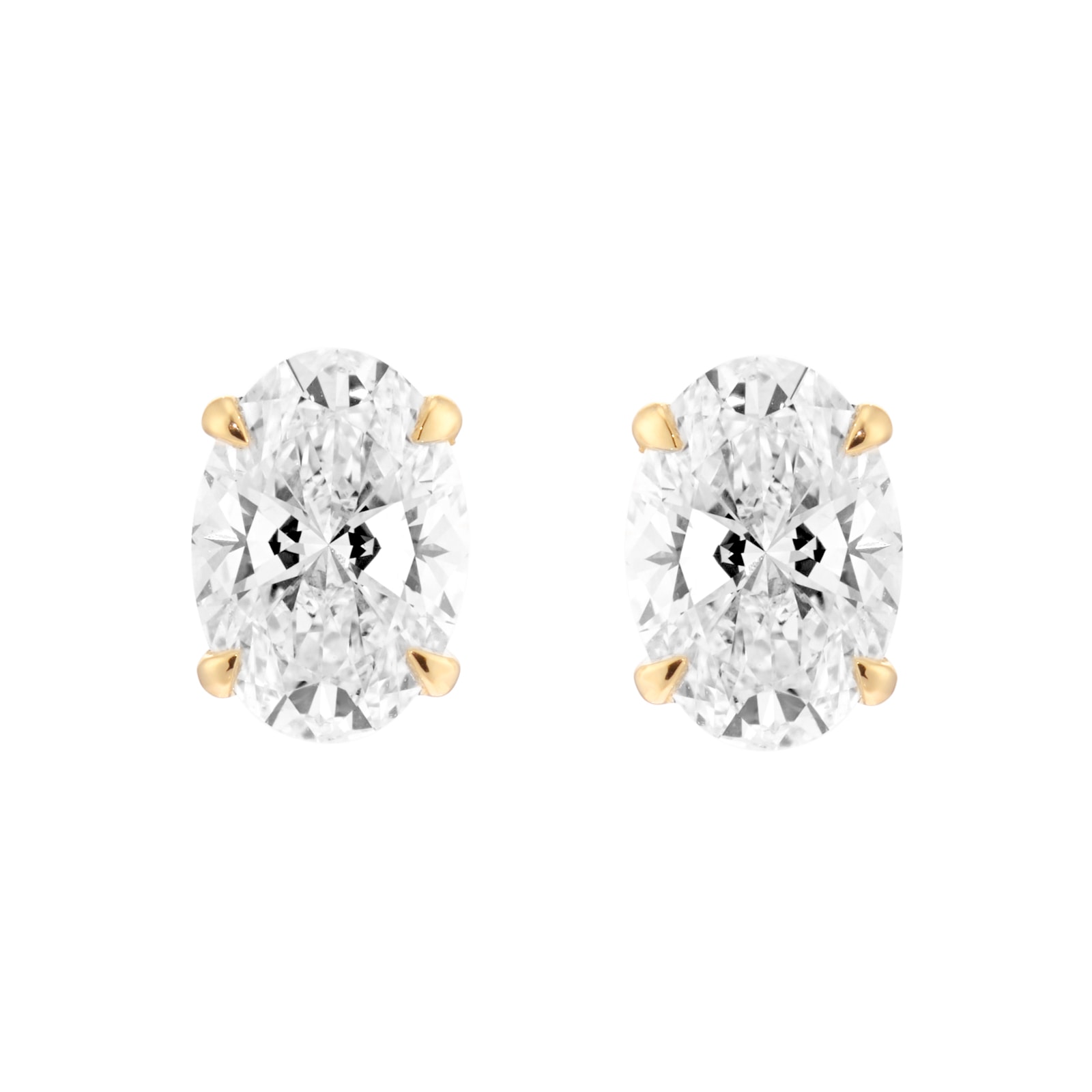 Mappin & Webb 18ct Yellow Gold 3.00cttw Oval Cut Lab Grown Diamond Stud Earrings