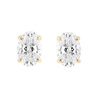 Mappin & Webb 18ct Yellow Gold 3.00cttw Oval Cut Lab Grown Diamond Stud Earrings