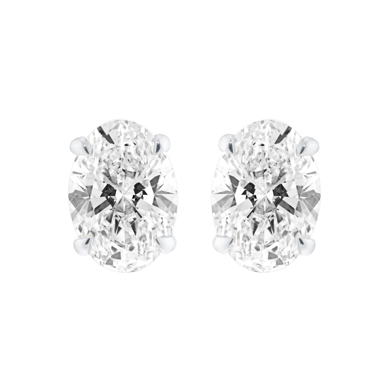 Mappin & Webb 18ct White Gold 4.00cttw Oval Cut Lab Grown Diamond Stud Earrings