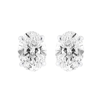 Mappin & Webb 18ct White Gold 4.00cttw Oval Cut Lab Grown Diamond Stud Earrings