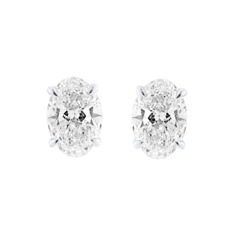 Mappin & Webb 18ct White Gold 1.50cttw Oval Cut Lab Grown Diamond Stud Earrings