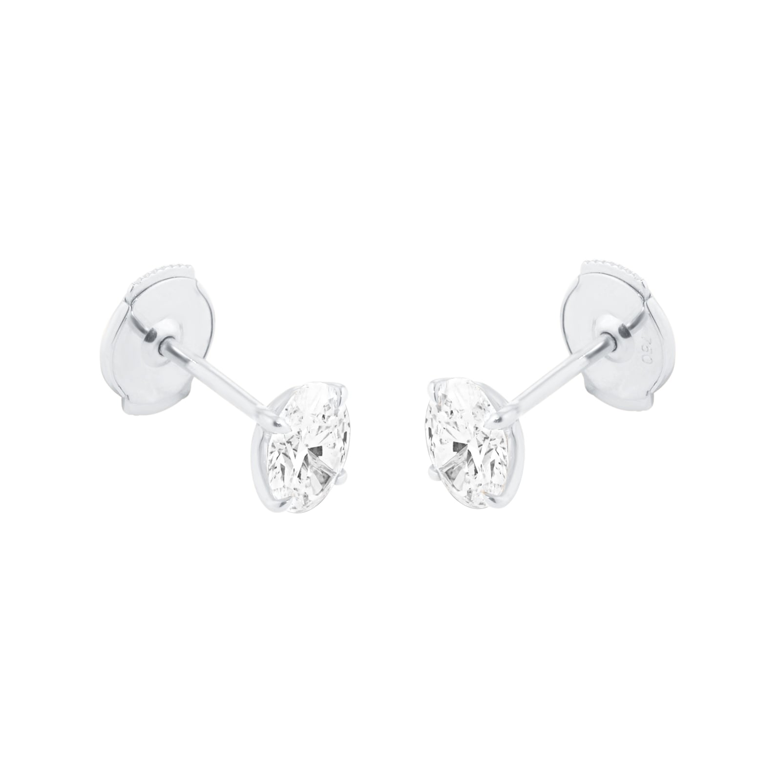 Mappin & Webb 18ct White Gold 1.50cttw Oval Cut Lab Grown Diamond Stud Earrings