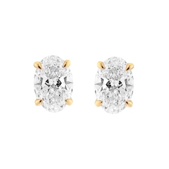 Mappin & Webb 18ct Yellow Gold 1.50cttw Oval Cut Lab Grown Diamond Stud Earrings