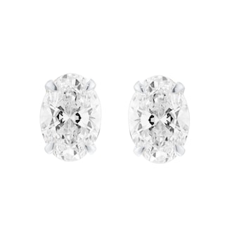 Mappin & Webb 18ct White Gold 2.00cttw Oval Cut Lab Grown Diamond Stud Earrings