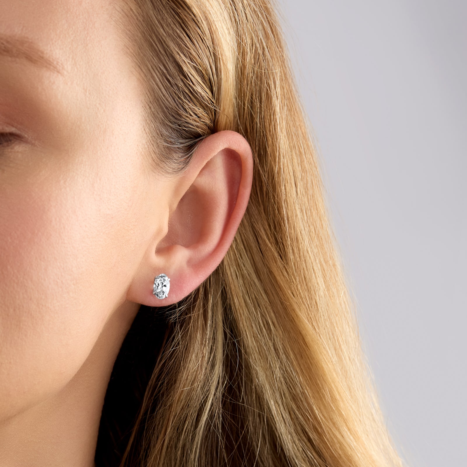 Mappin & Webb 18ct White Gold 2.00cttw Oval Cut Lab Grown Diamond Stud Earrings