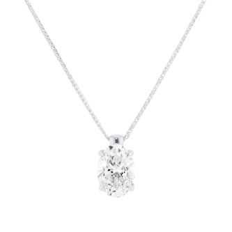 Mappin & Webb 18ct White Gold 3.00cttw Oval Cut Lab Grown Diamond Pendant
